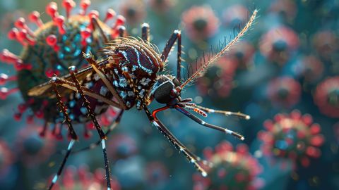 A mosquito and viruses