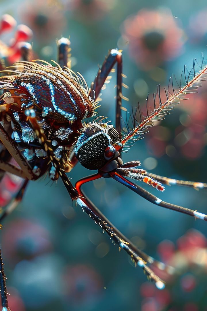 A mosquito and viruses