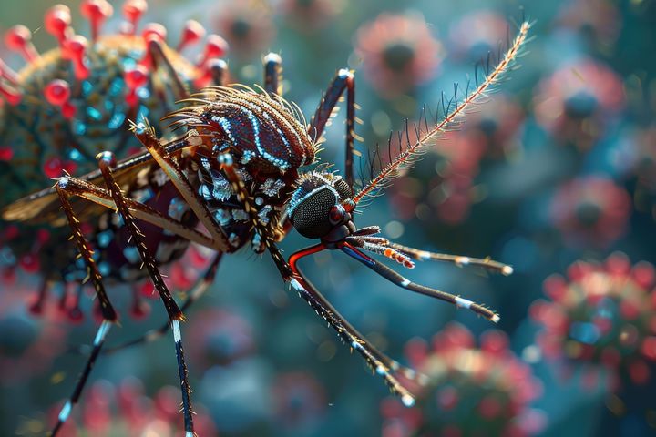 A mosquito and viruses